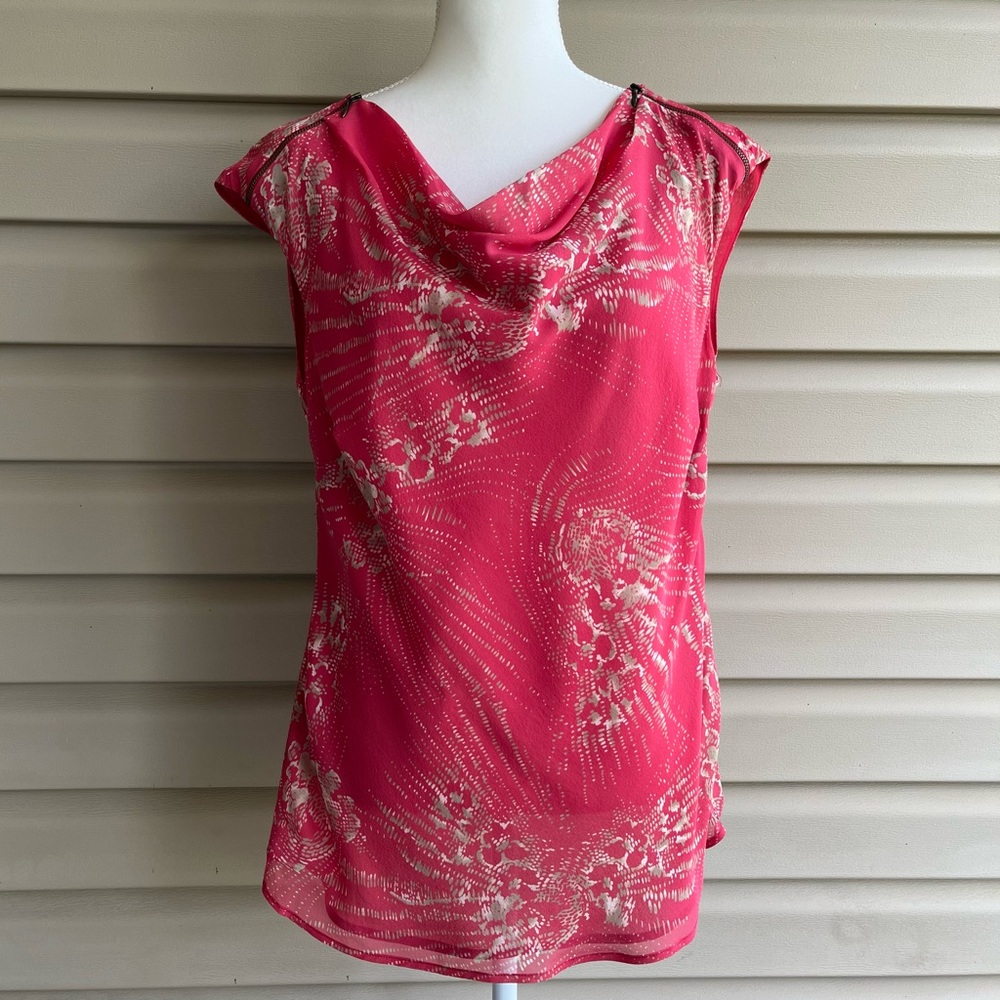 •Classiques Entier• 100% Silk Cowl Neck Sleeveless Blouse - Size Large
